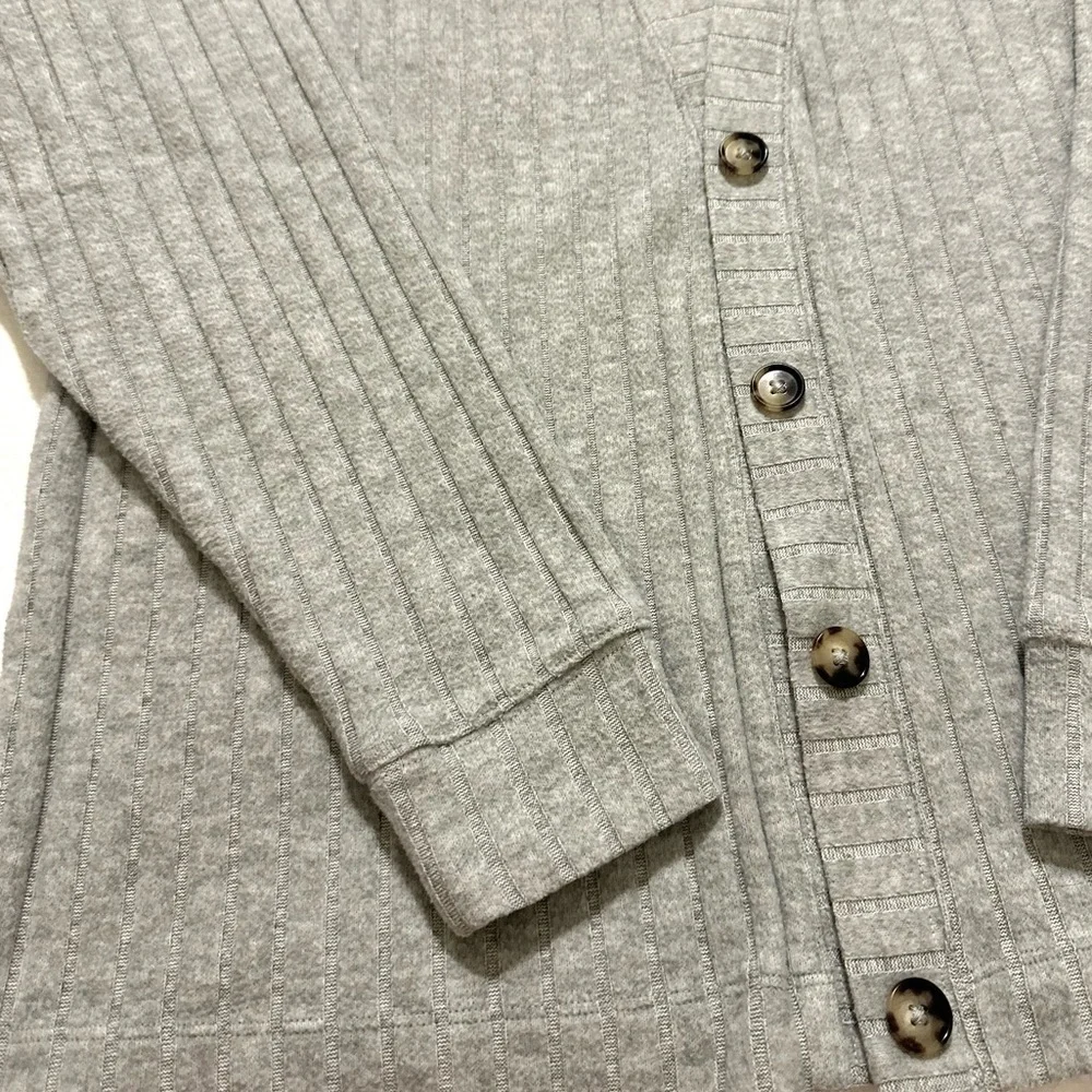 ALO Yoga Ribbed Take Comfort Cardigan - Athletic Heather Grey SZ XS